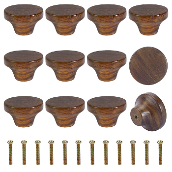 Round Wooden Drawer Handles, with Screw, Camel, 40.5x24.5mm