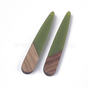 Resin & Walnut Wood Pendants(X-RESI-S358-40G)-2