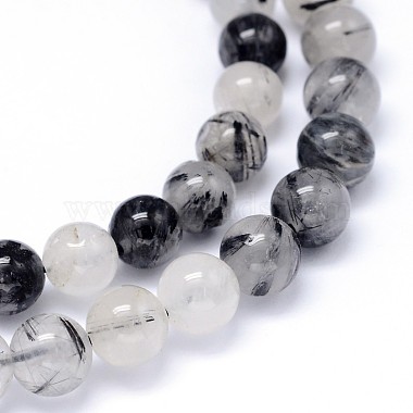Ronde naturelle de quartz rutile perles brins(G-F222-10-8mm)-2
