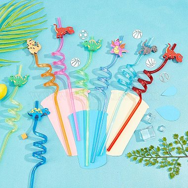 8Pcs 8 Colors PET Spiral Drinking Straws(AJEW-GF0006-15)-5