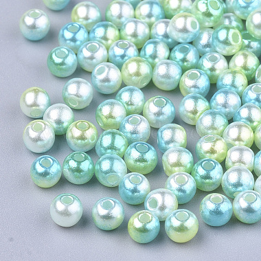 Rainbow ABS Plastic Imitation Pearl Beads(OACR-Q174-10mm-03)-2