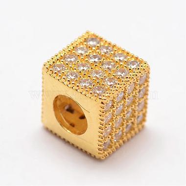 7mm Cube Brass+Cubic Zirconia Beads