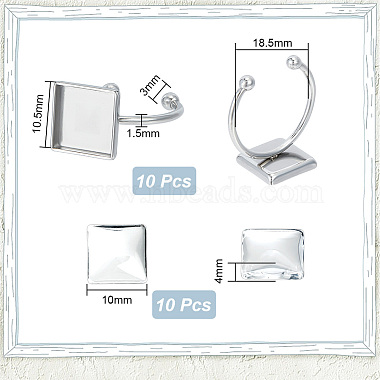 Kit de fabrication de bagues de manchette carrées vierges bricolage(DIY-UN0005-39)-3