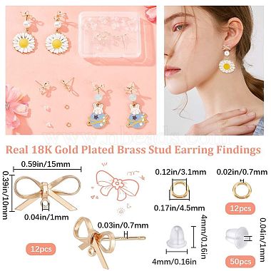 12Pcs Brass Stud Earring Findings(DIY-CN0002-48)-2