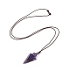 Natural Amethyst Arrow Pendant Necklace(NJEW-C031-02J)-2