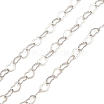Brass Heart Link Chains, Soldered, with Spool, Long-Lasting Plated, Rack Plating, Lead Free & Cadmium Free, Platinum, 3.5x4.9x0.5mm(KK-CBAC547-03P)
