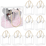 Transparent PET Plastic Gift Tote Boxes, with Polyester Cord, Square, White, Finished Product: 14x7.5x14cm, about 3pcs/set(CON-WH0085-61B-03)