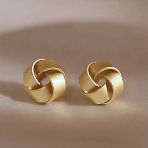 Forever Knot Alloy Stud Earrings, Golden, 12mm(FS-WG665BA-01)