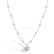 925 Sterling Silver Pendant Necklaces, Heart, Silver, 15.63 inch(39.7cm)(NJEW-M209-03)
