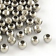 Iron Round Beads, Platinum, 6mm, Hole: 2~2.5mm(E147Y)