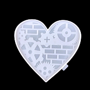 DIY Heart with Gear Wall Decoration Silicone Molds, Resin Casting Molds, For UV Resin, Epoxy Resin Craft Making, Valentine's Day Theme, White, 173x185x10mm(VALE-PW0001-088C)