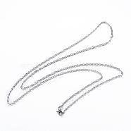 304 Stainless Steel Cable Chain Necklaces, with Lobster Claw Clasps, Stainless Steel Color, 29.53 inch(75cm), 2.5mm(NJEW-P147-07P)
