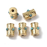 Vacuum Plating 201 Stainless Steel Beads, Large Hole Beads, with Turquoise, Column, Real 18K Gold Plated, 15x13.5mm, Hole: 2.8mm(STAS-C064-VC846)
