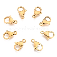 304 Stainless Steel Lobster Claw Clasps, Golden, 13x8x4mm, Hole: 1.8mm(STAS-T040-PJ212-13)