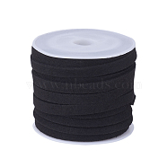 Faux Suede Cord, Faux Suede Lace, Black, 5x1.5mm, about 5.46 yards(5m)/roll, 25rolls/bag(LW-R003-5mm-1090)
