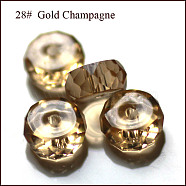 Imitation Austrian Crystal Beads, Grade AAA, Faceted, Flat Round, Gold, 8x3.5mm, Hole: 0.9~1mm(SWAR-F078-4x8mm-28)
