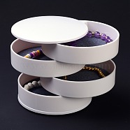 4-Layer Rotating Travel Jewelry Tray Case, Jewelry Organizer with Felt Cloth, for Bracelets Rings Bracelets, White, 10.05x10.4cm, Inner Size: 96x79mm(OBOX-O005-01B)