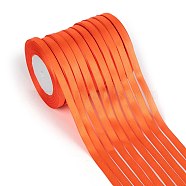 Single Face Solid Color Satin Ribbon, for Gift Packaging, Party Decoration, Orange Red, 3/8 inch(9~10mm), about 25yards/roll(22.86m/roll), 10rolls/group, 250yards(228.6m/group)(SRIB-S051-10mm-025)