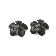 304 Stainless Steel Bead Caps, 5-Petal Flower, Black, 13.5x6mm, Hole: 1.2mm(STAS-P363-04B-B)