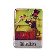 Acrylic Pendants, Rectangle with  Tarot, Hat, 38.5x27x2mm, Hole: 1.8mm(OACR-E036-01A)