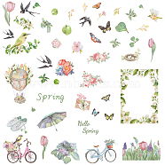 8 Sheets 8 Styles Spring Theme PVC Waterproof Wall Stickers, Self-Adhesive Decals, for Window or Stairway Home Decoration, Rectangle, Butterfly, 200x145mm, about 1 sheets/style(DIY-WH0345-077)