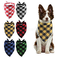 6Pcs 6 Colors Tartan Pattern Polyester Dog Bandanas, Triangle, Mixed Color, 366x655x1mm, 1pc/color(AJEW-GL0001-98)