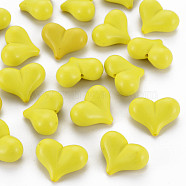 Opaque Acrylic Beads, Heart, Yellow, 17x22x10mm, Hole: 1.4mm, about 255pcs/500g(MACR-S373-70-A06)