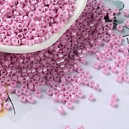 Baking Paint Glass Seed Beads, Cylinder, Pearl Pink, 2.5x2mm, Hole: 1.4mm, about 5039pcs/50g(X-SEED-S042-15A-04)