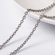 304 Stainless Steel Cable Chains, Unwelded, with Spool, Oval, Stainless Steel Color, 3x2.4x0.6mm, about 32.8 Feet(10m)/roll(CHS-H007-33P)