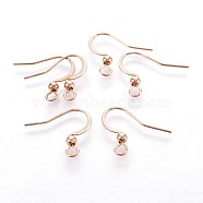 316 Surgical Stainless Steel French Earring Hooks, with Horizontal Loop, Flat Earring Hooks, Rose Gold, 15.5~16x18.9~19mm, Hole: 2mm, 21 Gauge, Pin: 0.7mm(STAS-P221-03RG)