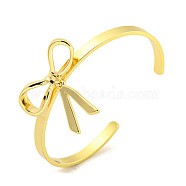 Bowknot Rack Plating Brass Open Cuff Bangles for Women, Cadmium Free & Lead Free, Long-Lasting Plated, Real 18K Gold Plated, Inner Diameter: 2-1/4 inch(5.7cm)(BJEW-P322-06A-G)