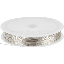 Eco-Friendly Copper Wire, Round Beading Wire for Jewelry Making, Long-Lasting Plated, Silver, 24 Gauge, 0.5mm, about 164.04 Feet(50m)/Roll(CWIR-BBC0001-03B-S)