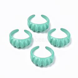 Spray Painted Alloy Cuff Rings, Open Rings, Cadmium Free & Lead Free, Medium Aquamarine, US Size 7 1/4(17.5mm)(RJEW-T011-33B-RS)