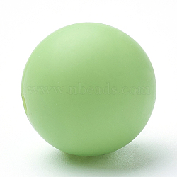 Food Grade Eco-Friendly Silicone Beads, Round, Lawn Green, 8~10mm, Hole: 1~2mm(SIL-R008A-59)