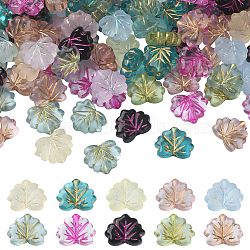 175Pcs 7 Style Mixed Style Acrylic Beads, Leaf, Mixed Color, 10.5x12~13x4.5mm, Hole: 1.8mm, 25pcs/style(OACR-YW0001-78)