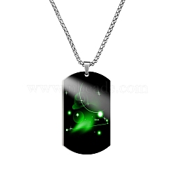 Stainless Steel Constellation Tag Pendant Necklace with Box Chains, Aries, 23.62 inch(60cm)(ZODI-PW0006-01B)