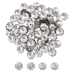 304 Stainless Steel Bead Caps, Flower, 8-Petal, Stainless Steel Color, 10.5x1mm, Hole: 1mm, 120pcs/box(STAS-UN0007-41P)