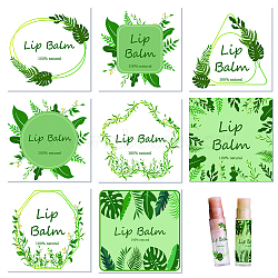 80Pcs 8 Style Custom Lip Balm DIY Label Sticker, Coated Paper Paster, Self-Adhesive Stickers, Square, Leaf Pattern, 5x5cm, 10pcs/style(DIY-CP0007-95E)