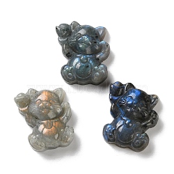 Natural Labradorite Cabochons, Maneki Neko, 34x29.5~30.5x12~13.5mm(G-I368-B09)