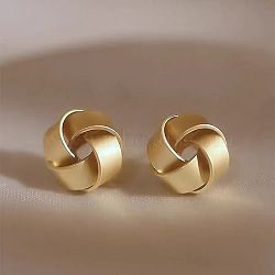 Forever Knot Alloy Stud Earrings, Golden, 12mm(FS-WG665BA-01)