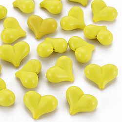 Opaque Acrylic Beads, Heart, Yellow, 17x22x10mm, Hole: 1.4mm, about 255pcs/500g(MACR-S373-70-A06)