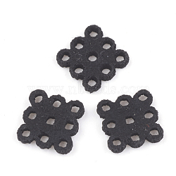 PU Leather Fabric Beads, Square, Black, 10x10x2mm, Hole: 1.6mm(FIND-T020-070)