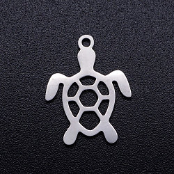 Non-Tarnish 304 Stainless Steel Hollow Pendants, Laser Cut, Turtle, Stainless Steel Color, 19x14x1mm, Hole: 1.5mm(A-STAS-Q201-JN280-1)