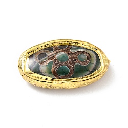 Tibetan Style dZi Beads, Natural Agate Beads, with Golden Tone Brass Findings, Lead Free & Cadmium Free, Horse Eye, 5-Eye, 46.5~49x25~28x9.5~13mm, Hole: 1.2mm(KK-F836-07H-G)