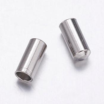 304 Stainless Steel Cord Ends, End Caps, Column, Stainless Steel Color, 7x3mm, Inner Diameter: 2.5mm