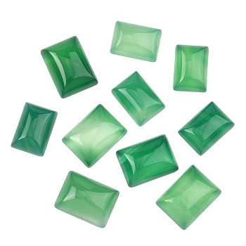 Natural Green Onyx Agate Cabochons, Dyed & Heated, Rectangle, 14x10x5~5.5mm