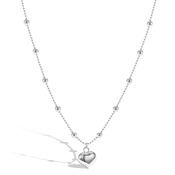 925 Sterling Silver Pendant Necklaces, Heart, Silver, 15.63 inch(39.7cm)