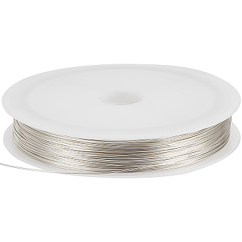 Eco-Friendly Copper Wire, Round Beading Wire for Jewelry Making, Long-Lasting Plated, Silver, 24 Gauge, 0.5mm, about 164.04 Feet(50m)/Roll