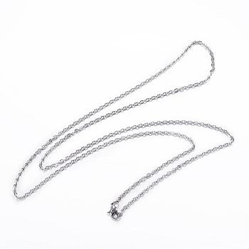 304 Stainless Steel Cable Chain Necklaces, with Lobster Claw Clasps, Stainless Steel Color, 29.53 inch(75cm), 2.5mm
