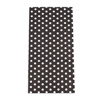 Kraft Paper Bags, No Handles, Storage Bags, White Polka Dot Pattern, Wedding Party Birthday Gift Bag, Black, 17.8x9x6.2cm